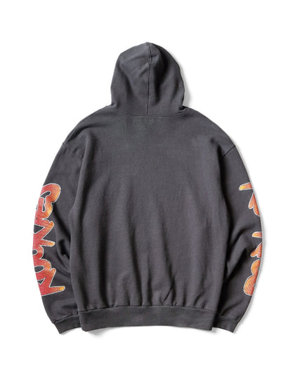 Japanese Retro Washed Cotton-Fleece Hoodie – KAPITAL 25AW Fun Print (Unisex)
