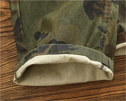 Men's American Retro Logging Work Pants - Loose Straight Washed Cotton Camouflage Casual Pants