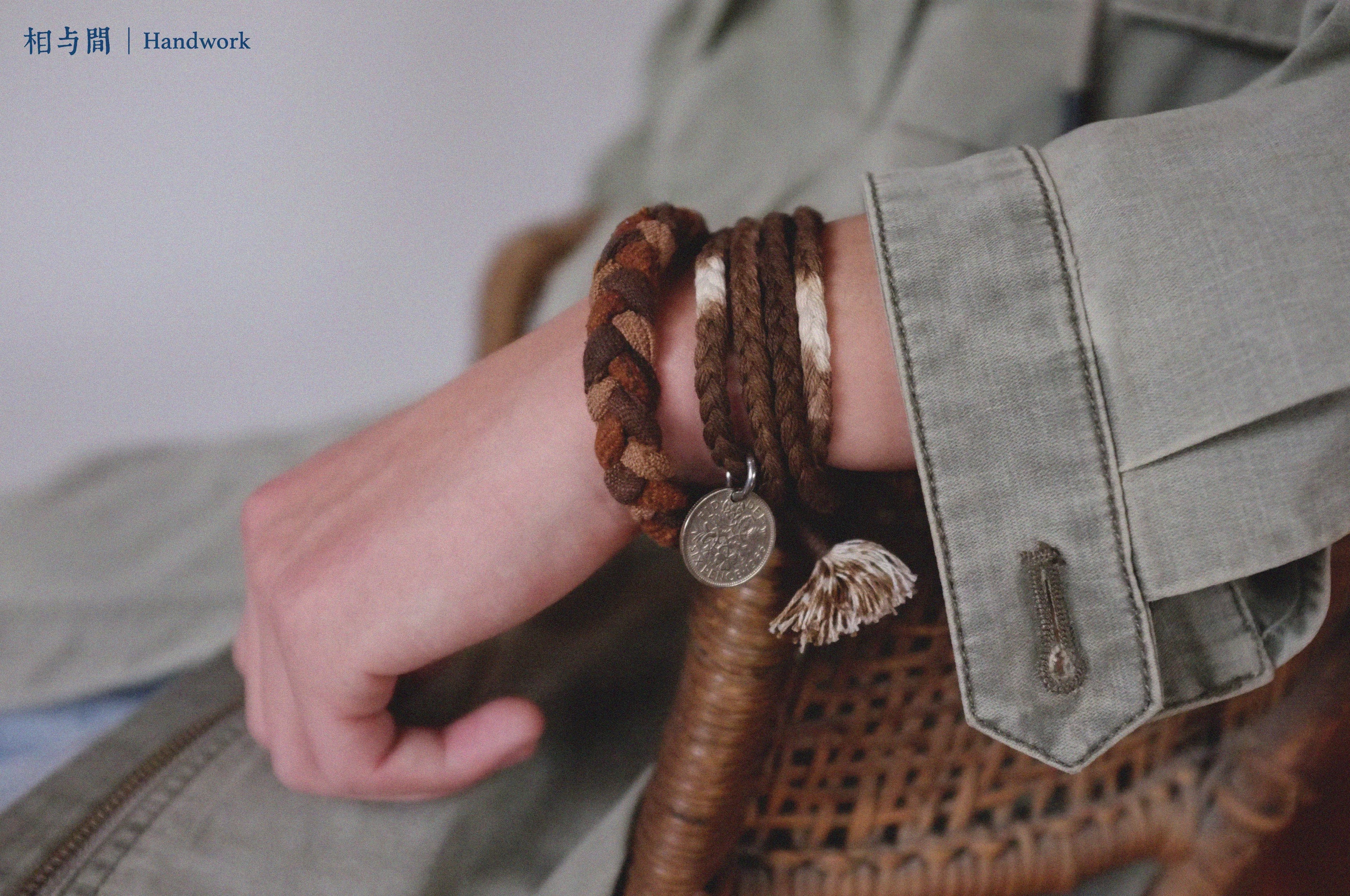 Sixpenny Lucky Coin Plant Dyed Woven Hand Strap National Fashion Original Necklace Bracelet Dual-Use