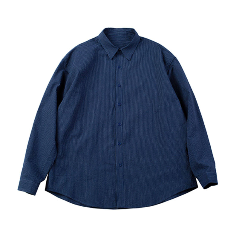 Cotton Pinstripe Shirt – Washed Navy & Relaxed Fit | Yamalinclothes