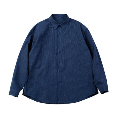 Cotton Pinstripe Shirt – Washed Navy & Relaxed Fit | Yamalinclothes