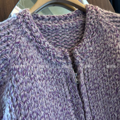 Women's 2025 Winter Retro Street Style Sweater Coat - Handmade Thick Knit Warm Versatile Casual Outerwear