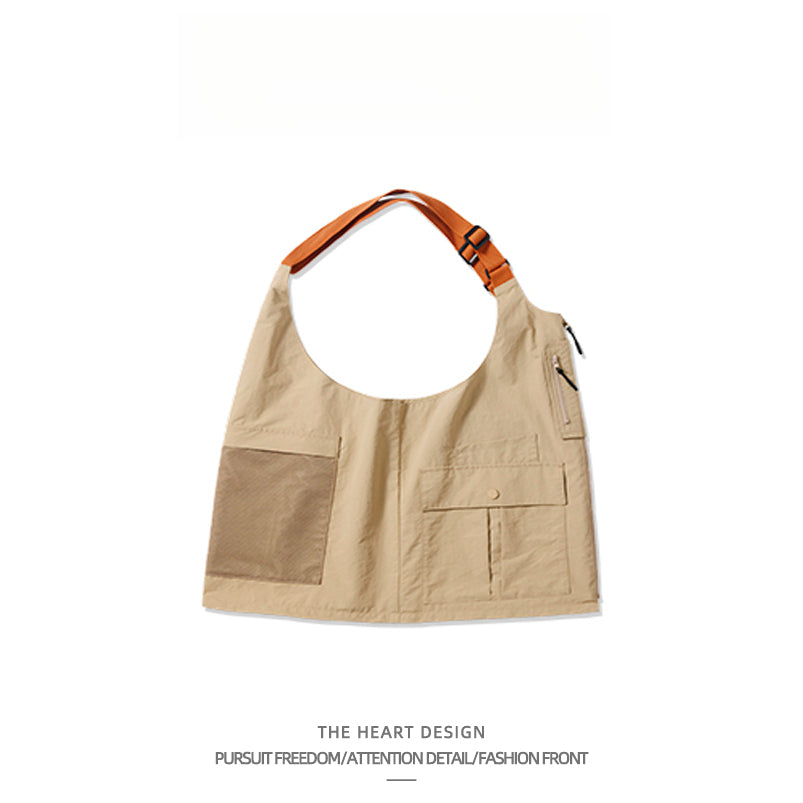 Unisex Convertible Workwear Vest – Textured Woven Multifunctional Top & Single Shoulder Bag – High Street Trendy Brand