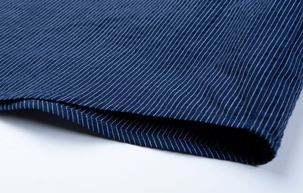 Cotton Pinstripe Shirt – Washed Navy & Relaxed Fit | Yamalinclothes