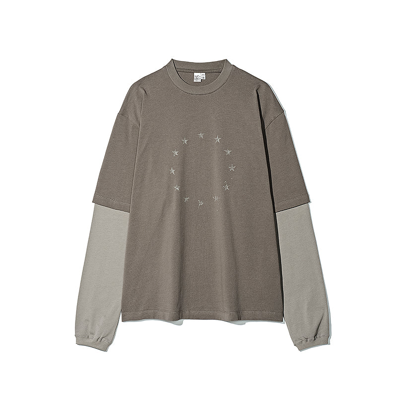 Vintage Two-Piece Look Striped Long Sleeve T-Shirt – Washed Cotton (Men)