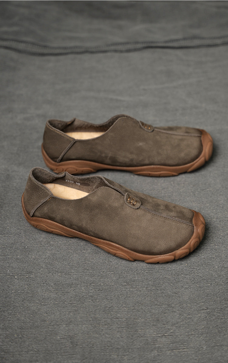 Genuine Leather Slip-On Casual Shoes for Men – Breathable Soft Sole, Lazy-Loafer Comfort