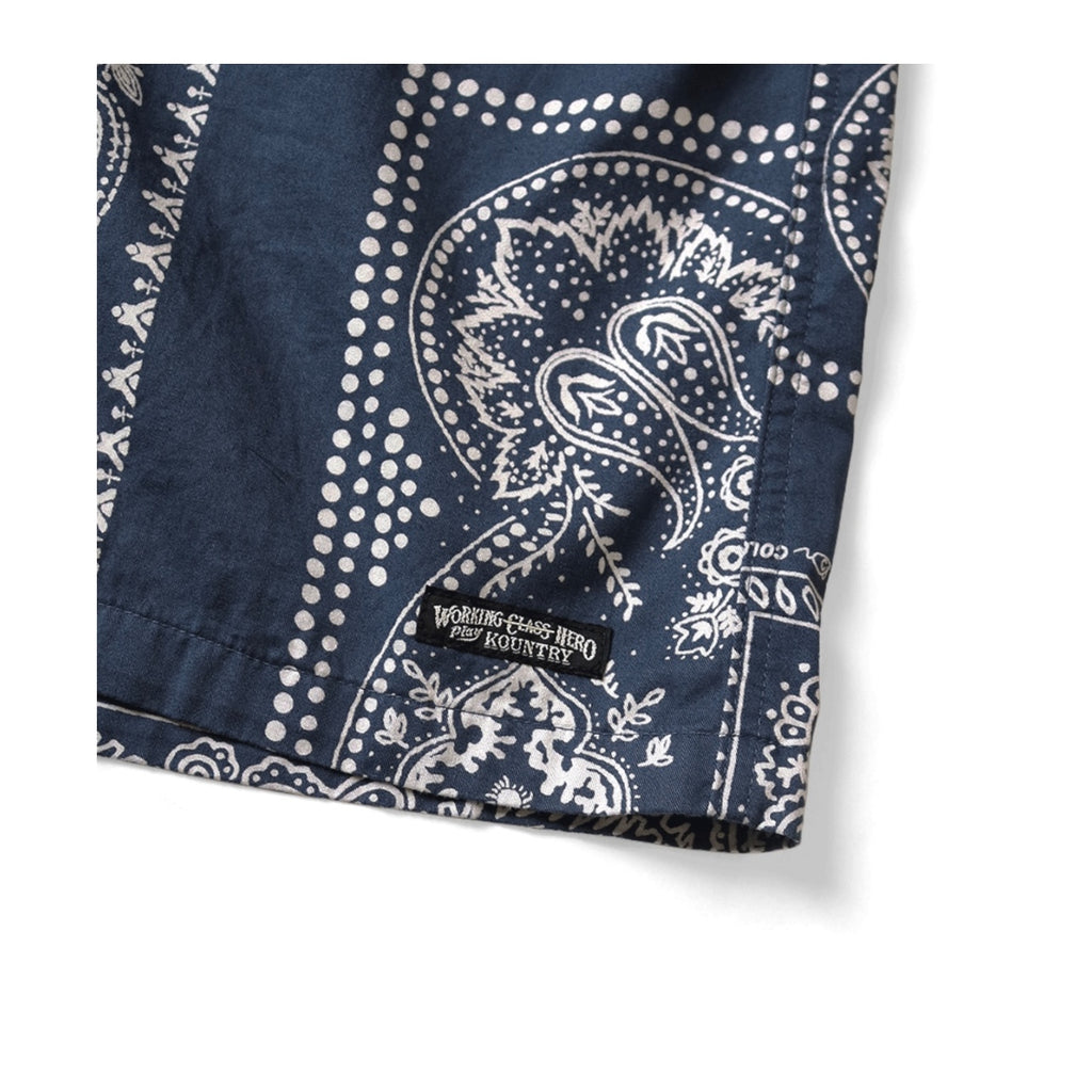 Japanese Style Casual Paisley Print Adjustable Elastic Loose Shorts