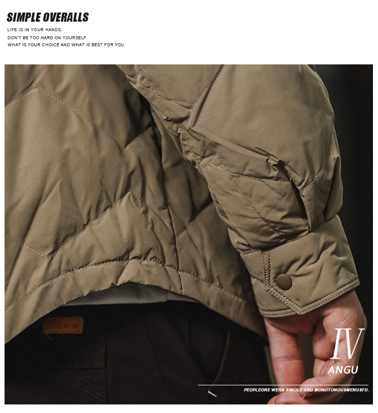 Men's Lightweight Shirt Down Jacket - Winter Youth American Workwear Trendy Warm Coat