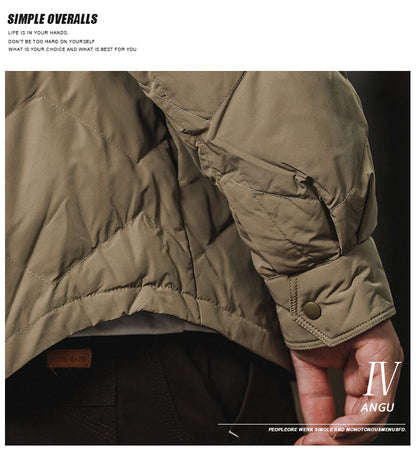 Men's Lightweight Shirt Down Jacket - Winter Youth American Workwear Trendy Warm Coat