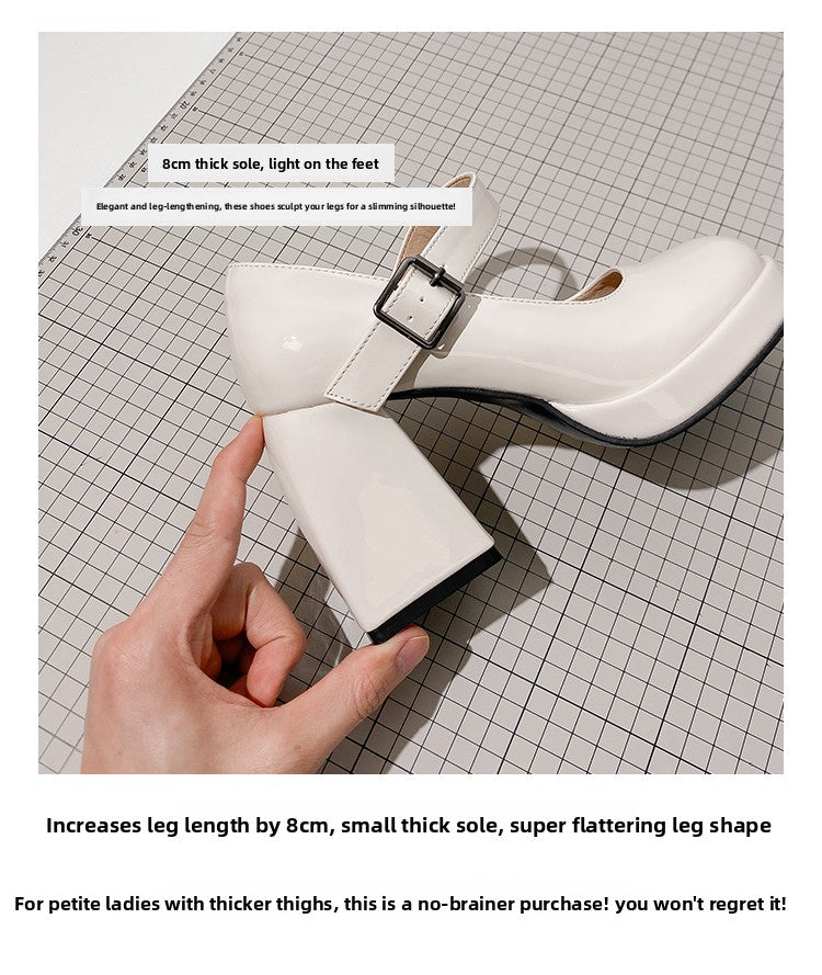 Women's French Style Mary Jane Wedding Shoes - Waterproof Platform Chunky Heel Elegant Bridesmaid Shoes