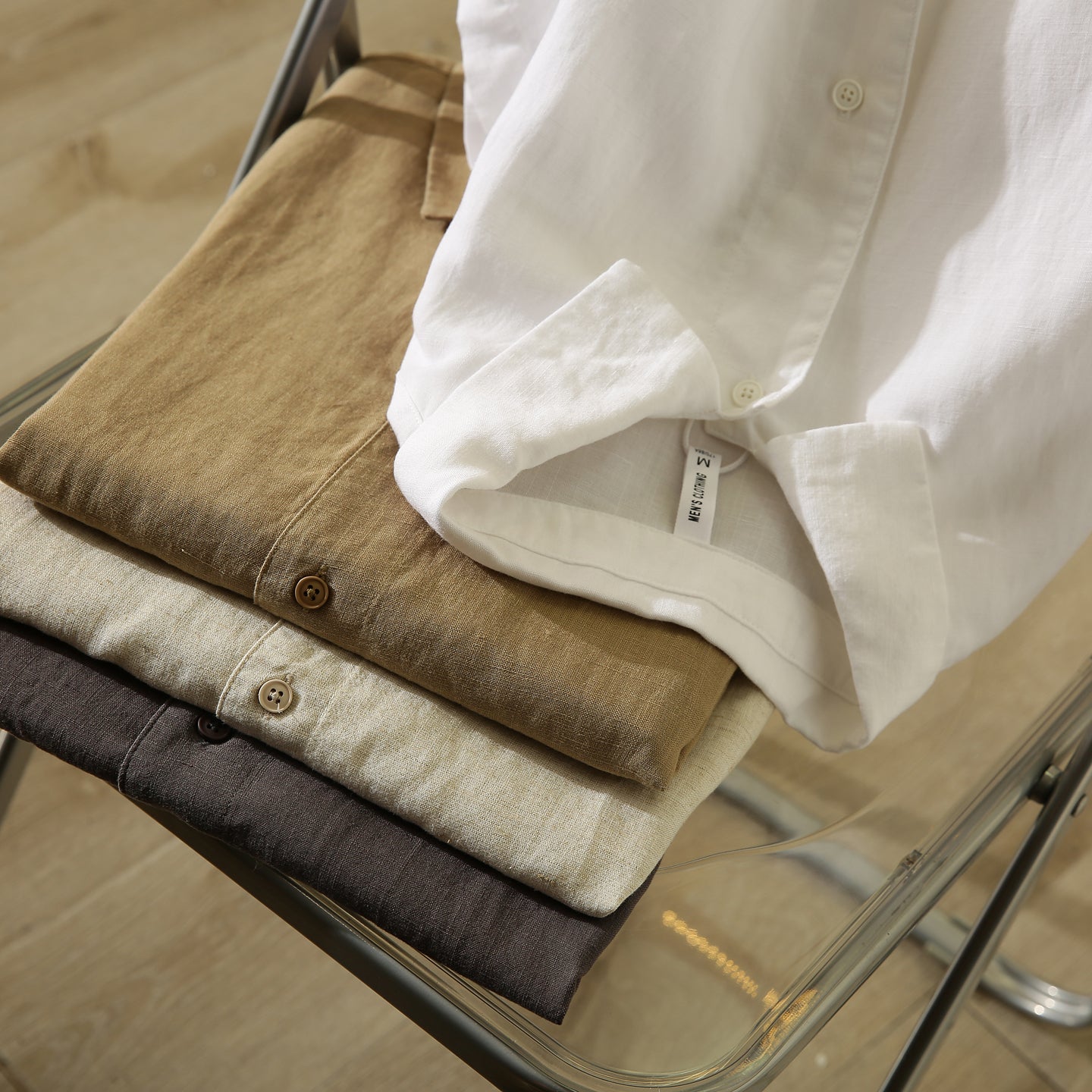 Cool Antibacterial Linen/Lyocell Men's Summer Turn-down Collar Loose Casual Short Sleeve Shirt Top