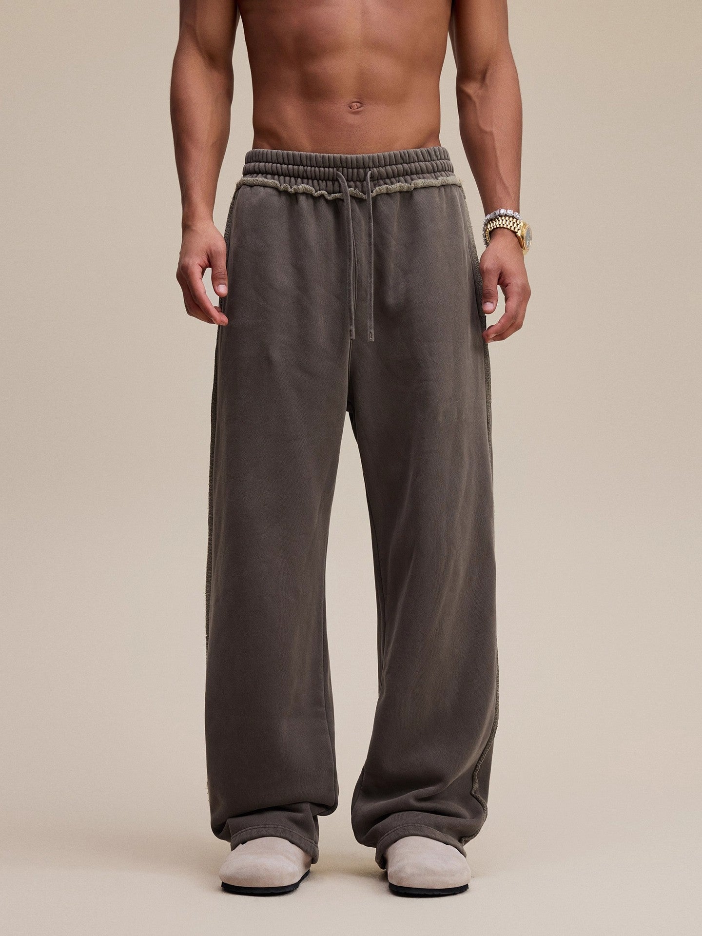Heavyweight Fleece Washed Straight Sweatpants – Loose Casual American Style