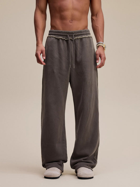 Heavyweight Fleece Washed Straight Sweatpants – Loose Casual American Style