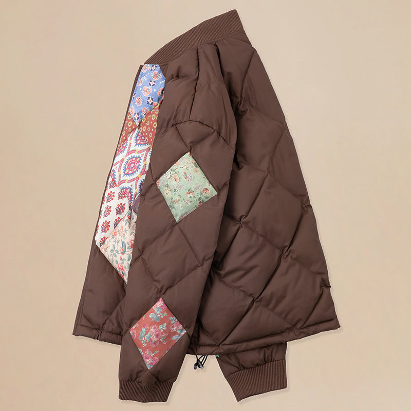 retro Ethnic Style Diamond Patchwork Cotton Jacket
