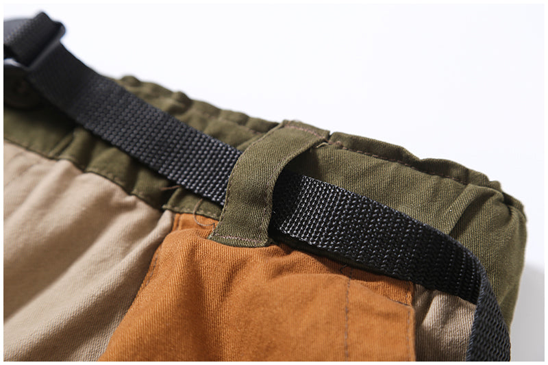 Japanese-Style Patchwork A-Line Skirt – Retro Loose Fit with Elastic Waist & Pockets