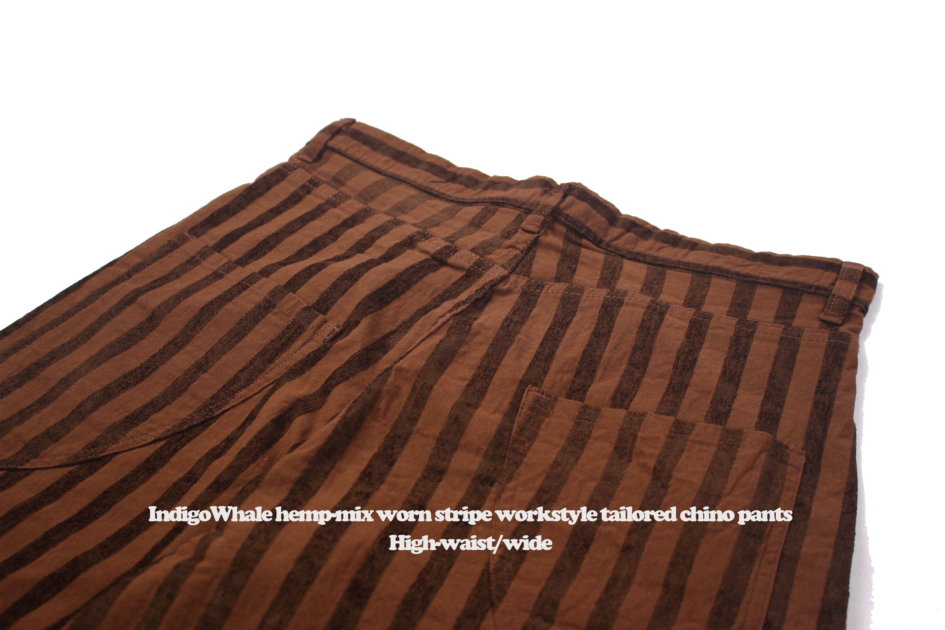 Vintage Flocked Striped Workwear Style Loose Wide-Leg Tapered High-Waist Chino Casual Pants