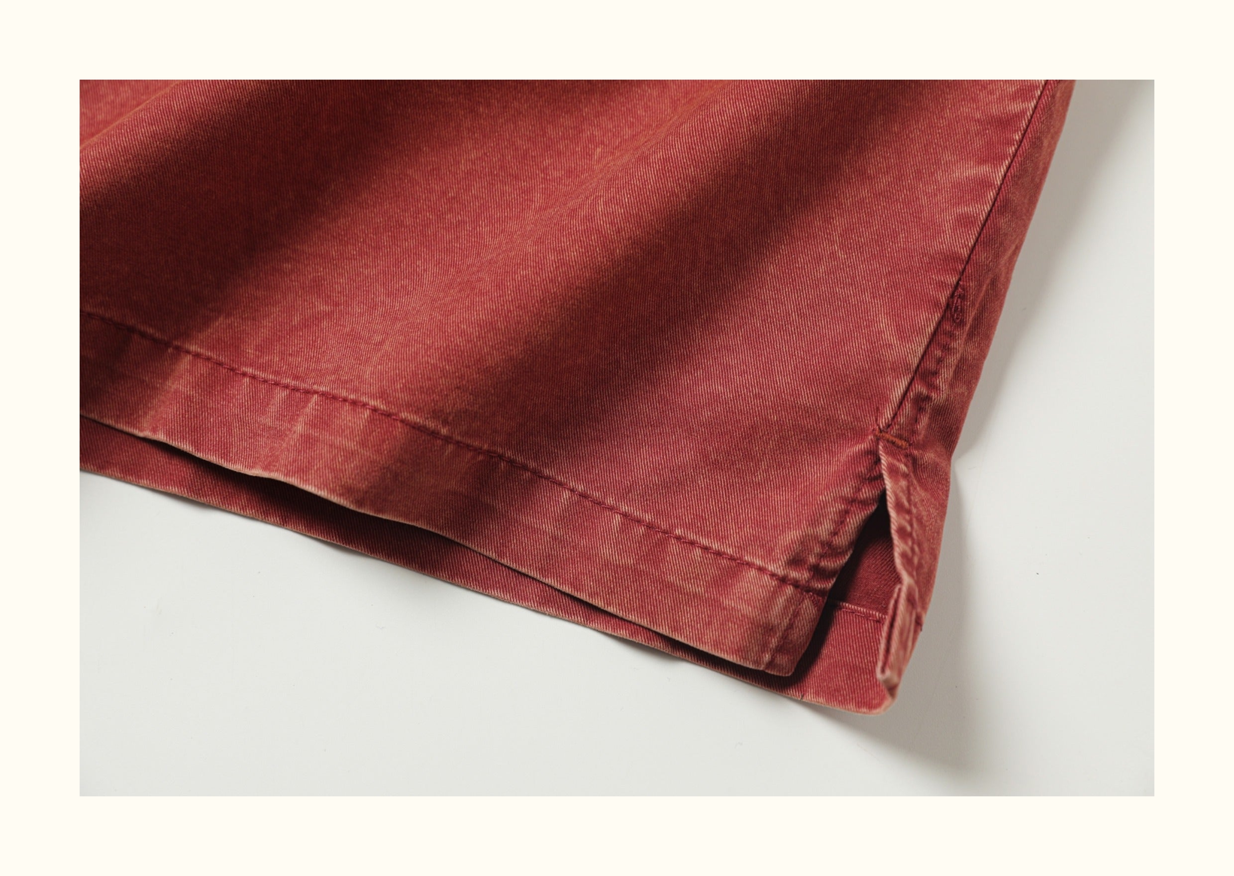 Heavy Washed Patch Embroidery Street Cotton Loose Shirt Men Skateboarding Street Dance Rust Red Short Sleeve