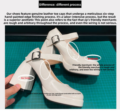 Women's French Style Mary Jane Wedding Shoes - Waterproof Platform Chunky Heel Elegant Bridesmaid Shoes