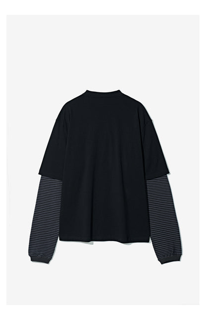 Vintage Two-Piece Look Striped Long Sleeve T-Shirt – Washed Cotton (Men)
