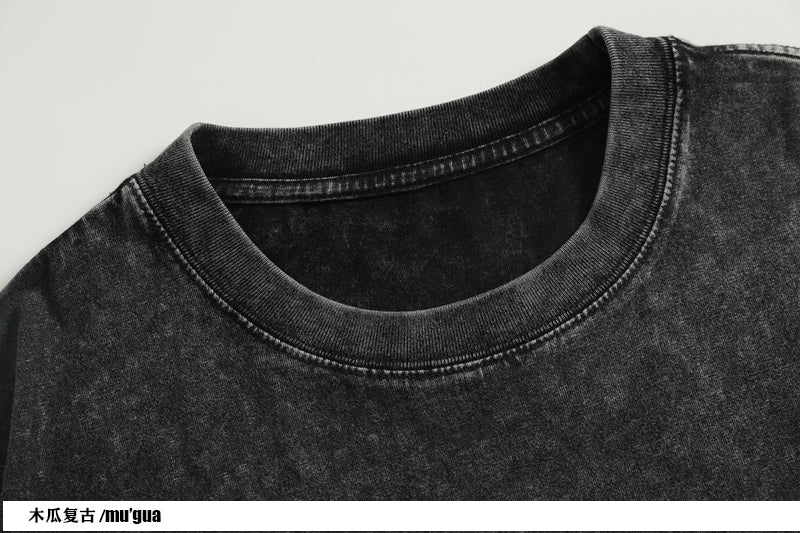 Handmade Anti-War Symbol Embroidered Heavy Cotton Tee – Unisex 270g Crewneck, Loose Fit