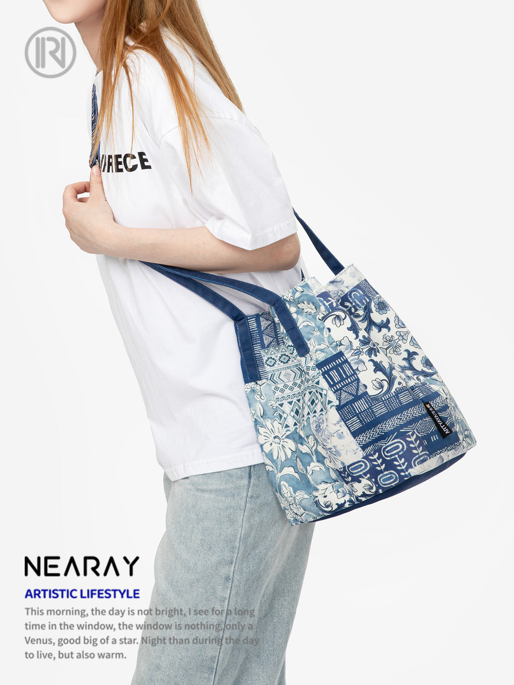 Original Blue and White Handheld Shoulder Crossbody Bag Versatile Niche Literary Casual Commuter Bag