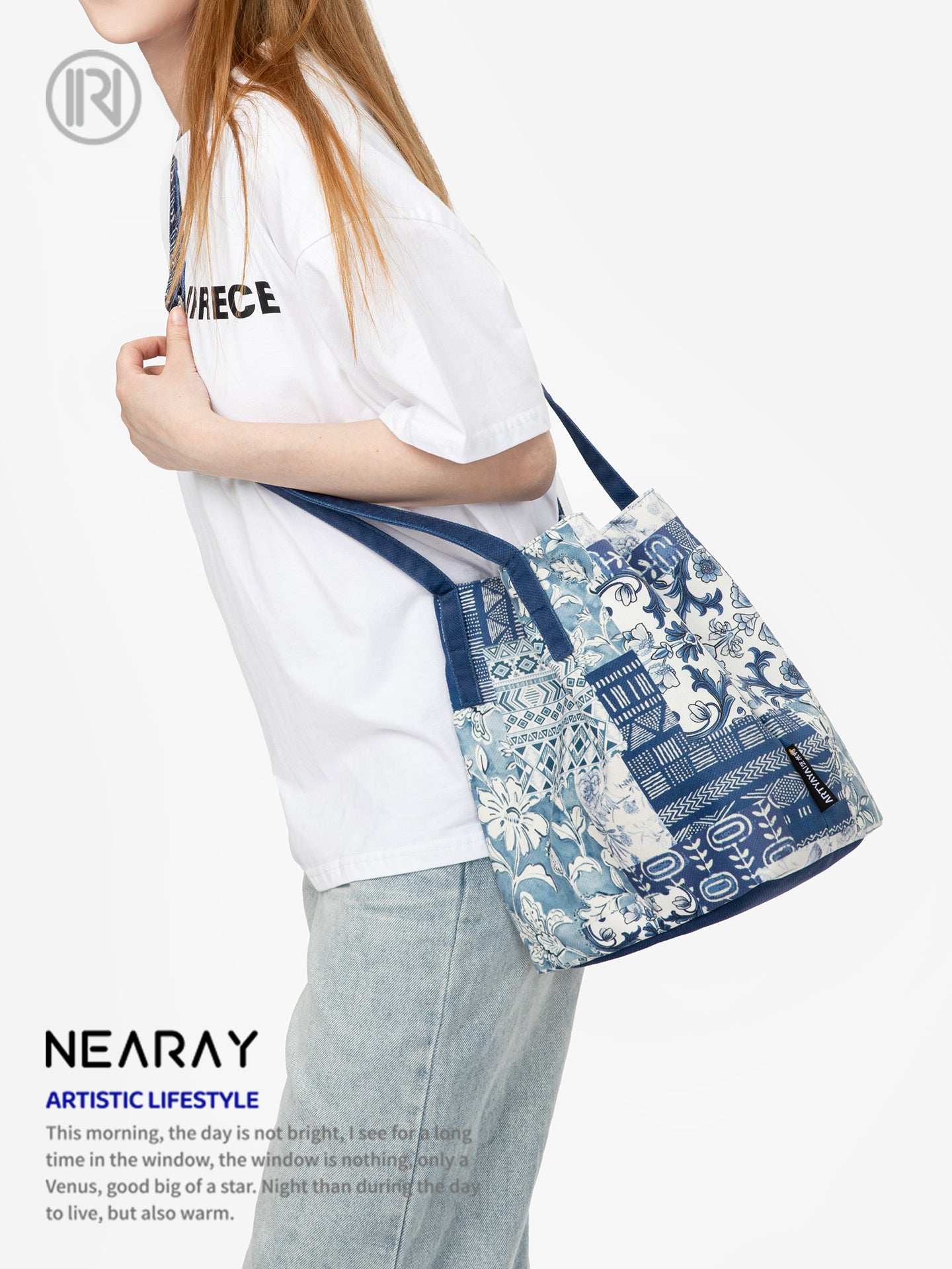 Original Blue and White Handheld Shoulder Crossbody Bag Versatile Niche Literary Casual Commuter Bag