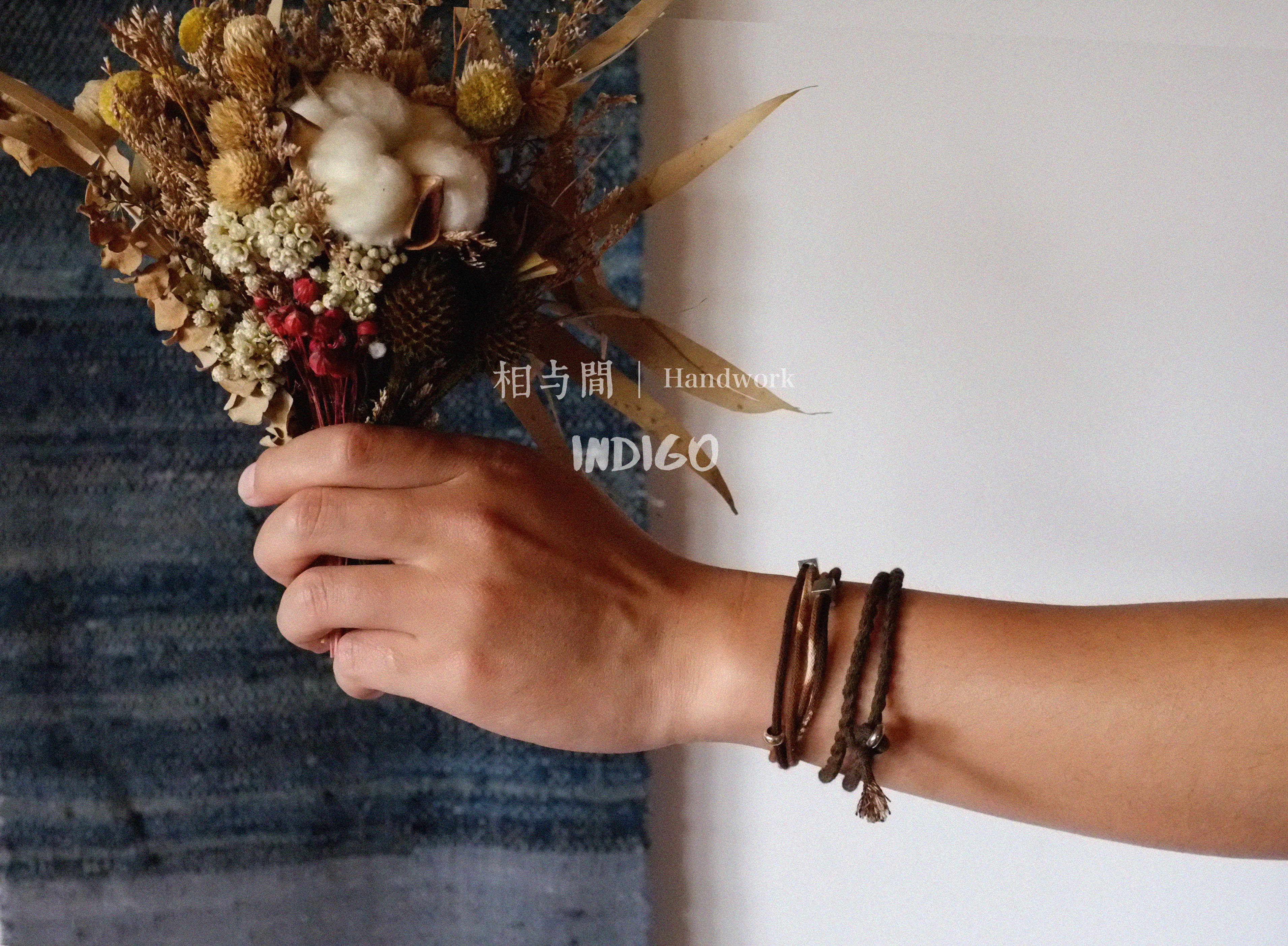 Original Design Multi-Layer Plant Dyed Cotton and Linen Handmade Bracelet 925 Silver Niche Tie-Dye Couple Bracelets