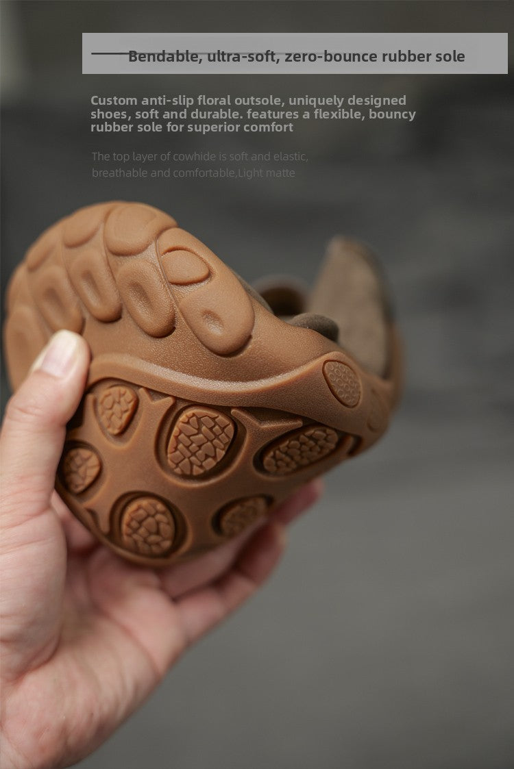 Genuine Leather Slip-On Casual Shoes for Men – Breathable Soft Sole, Lazy-Loafer Comfort