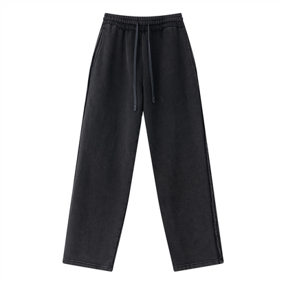 Heavyweight Fleece Washed Straight Sweatpants – Loose Casual American Style