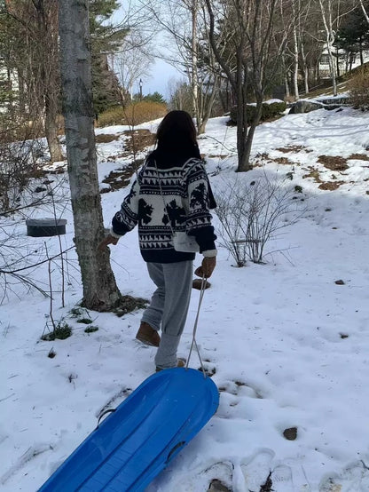 Hand‑Knitted Thick‑Yarn Loose Pullover Sweater – Lazy Style 2025 Autumn (Women)