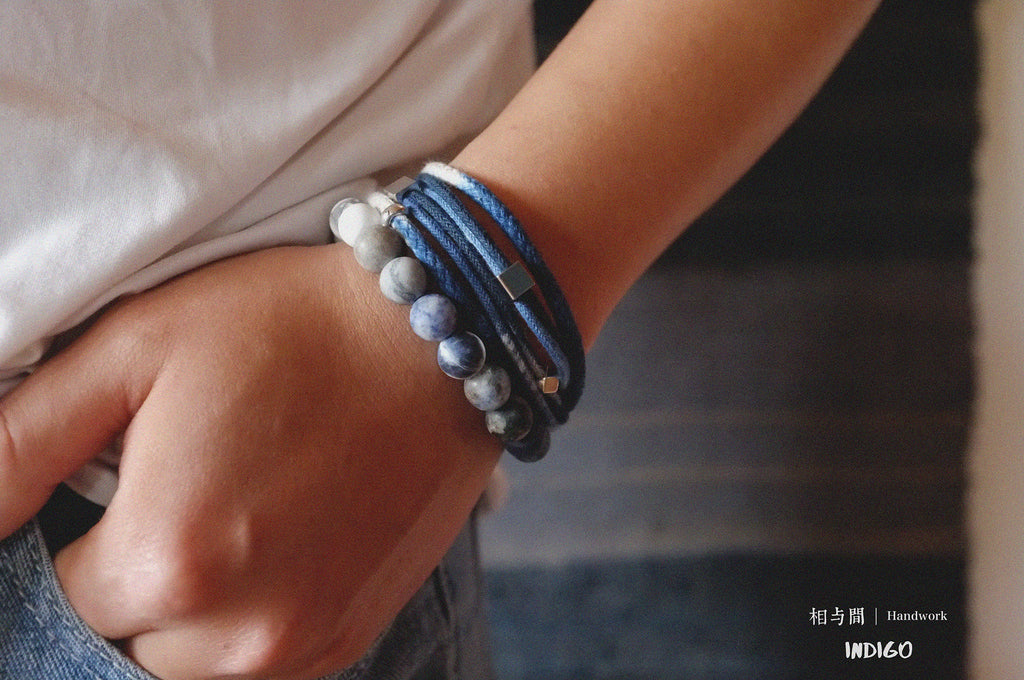 Original Planet Blue Vein Stone Bracelet Gradient Matte Stone Couple Artistic Mountain Sea Natural Bracelet