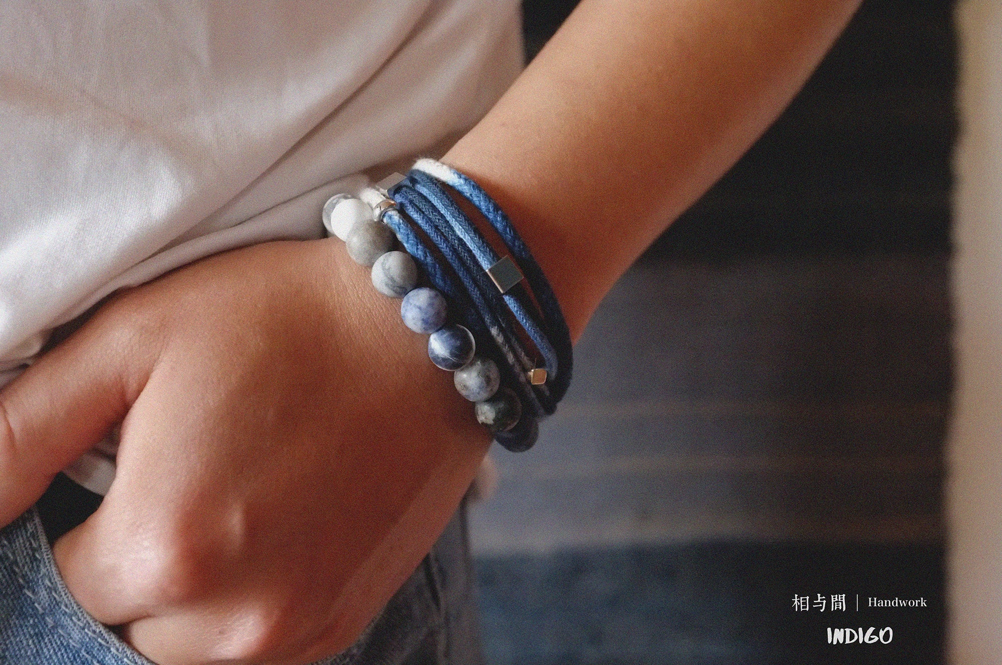 Original Planet Blue Vein Stone Bracelet Gradient Matte Stone Couple Artistic Mountain Sea Natural Bracelet