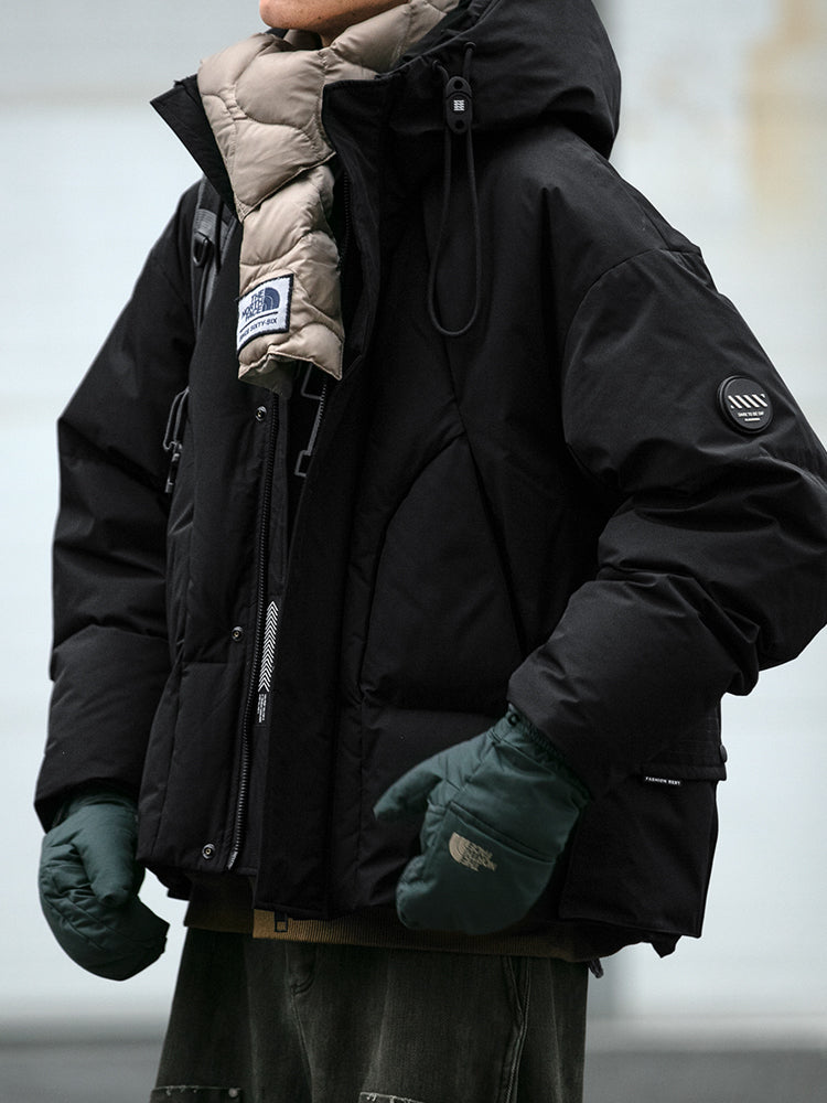 Cleanfit Deconstructed Patchwork Design Down Jacket for Men Winter Couples Outdoor Windproof Workwear 90 White Duck Down Coat