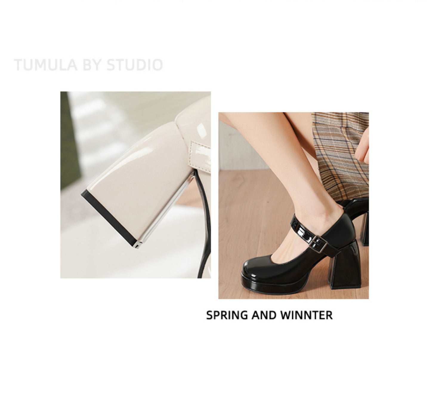 Women's French Style Mary Jane Wedding Shoes - Waterproof Platform Chunky Heel Elegant Bridesmaid Shoes