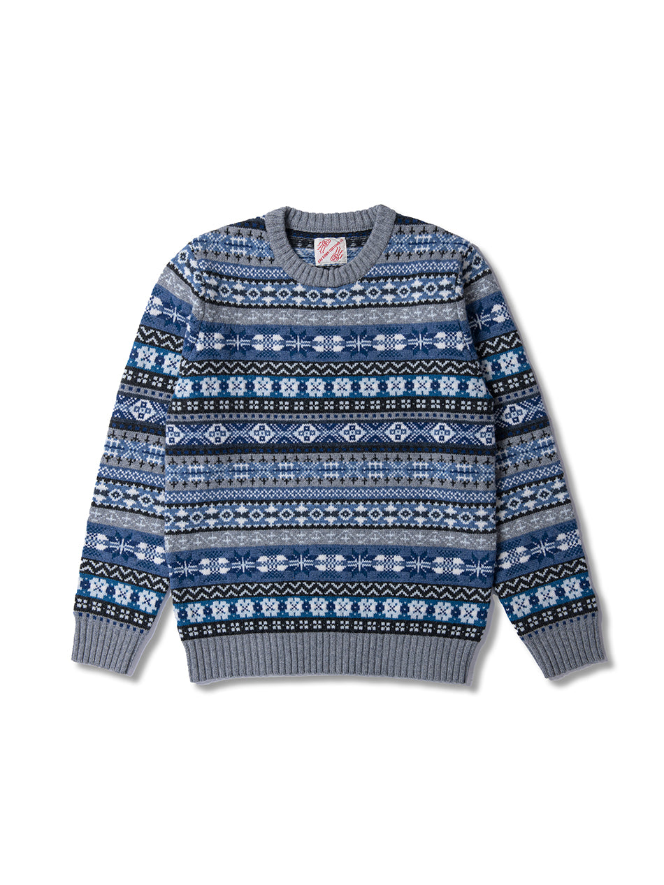 Fair Isle Merino Wool Crew Neck Sweater – Vintage British Retro (Unisex)