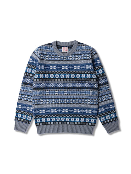 Fair Isle Merino Wool Crew Neck Sweater – Vintage British Retro (Unisex)