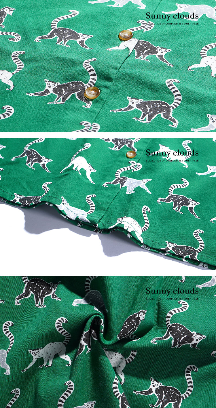 Cotton Japanese Lémur Catta Printed Shirt