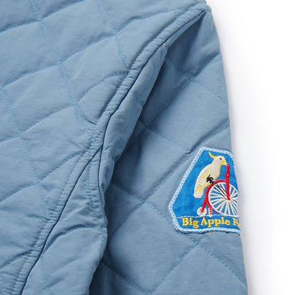 Multi-Emblem Embroidery Vintage Quilted Lightweight Cotton Jacket
