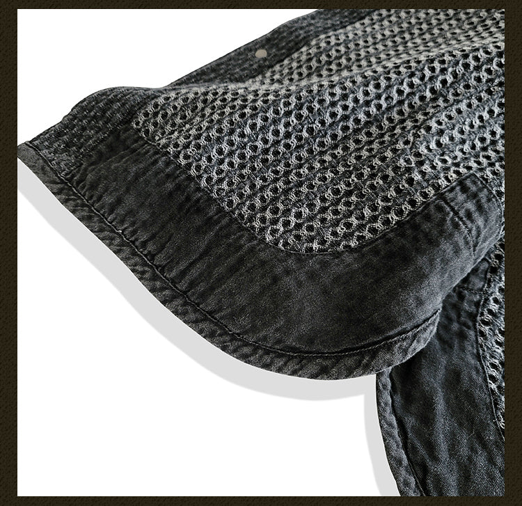 Washed Black Tie-Dye Oversized Shirt Jacket Loose Casual Khaki Vintage