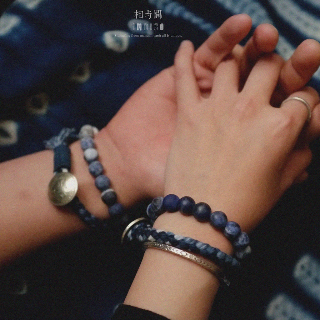 Original Planet Blue Vein Stone Bracelet Gradient Matte Stone Couple Artistic Mountain Sea Natural Bracelet