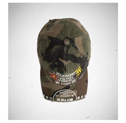 Embroidered Rivet Curved Brim Baseball Cap – Camo Washed Unisex – cap | japanese streetwear | vintage workwear | unisex | Yamalinclothes