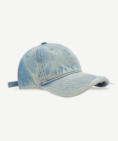 Washed Distressed Denim Baseball Cap – Curved Brim Adjustable Unisex