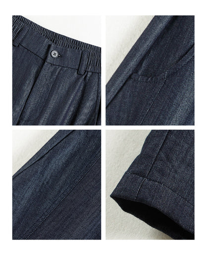 Cationic dyed denim raw color ultra-thin wrinkle-resistant casual jeans
