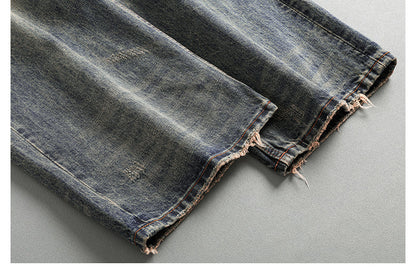 Washed Wide-Leg Straight Jeans – Japanese Vintage Loose Unisex – Pants | japanese streetwear | vintage workwear | unisex | Yamalinclothes