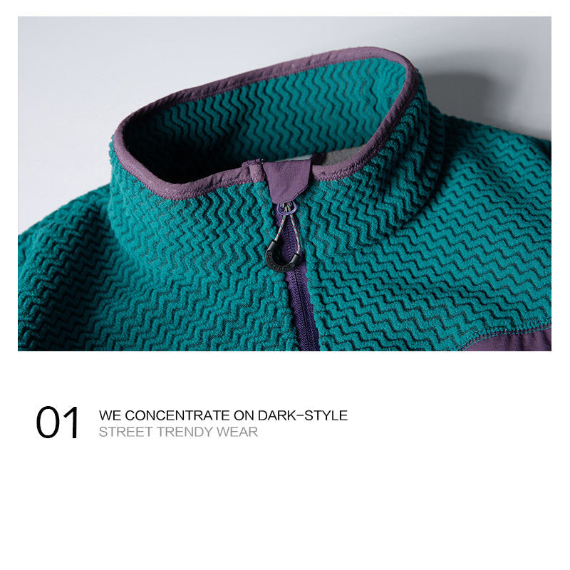 Mountain Wave Contrast Polar Fleece Jacket – Warm Outdoor Liner Jacket for Autumn Winter – Japanese vintage | yamalin clothes | Yamalinclothes