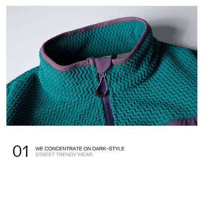 Mountain Wave Contrast Polar Fleece Jacket – Warm Outdoor Liner Jacket for Autumn Winter – Japanese vintage | yamalin clothes | Yamalinclothes