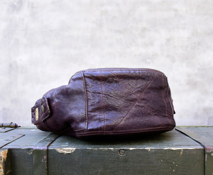 Heavy Washed Horsehide Newsboy Crossbody Bag – Vintage Leather Shoulder Bag
