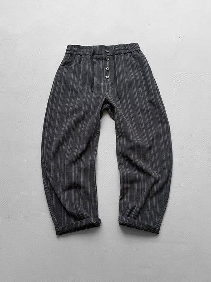 Striped Drapey Wide-Leg Trousers – Loose Vintage Casual Summer Pants Unisex – Japanese vintage | yamalin clothes | Yamalinclothes