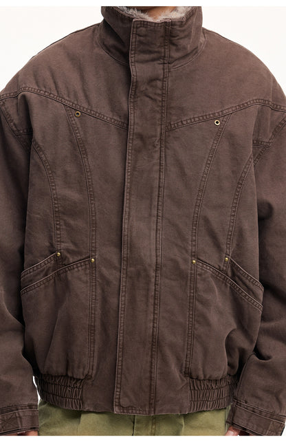 Frost Ice Texture Leather Jacket – Loose Heavyweight Winter Unisex
