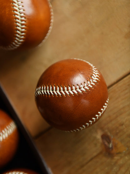 Handmade Vegetable-Tanned Cowhide Baseball – Artisan Leather Collectible